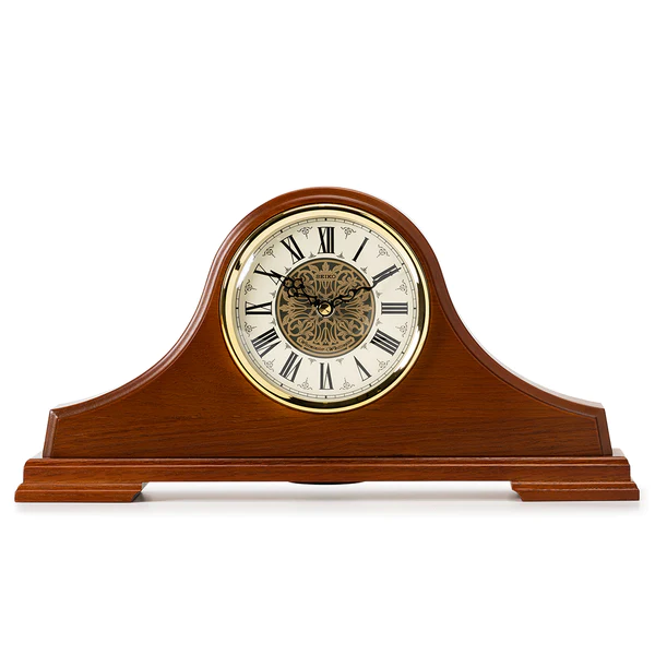 Seiko QXJ013B Classical Oak Wood Mantel Clock